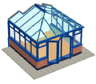 Glass roof blue conservatory